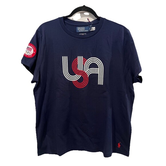Polo Ralph Lauren Team USA T-Shirt Women X-Large 2024 Olympics Navy Blue NWT $70 - Picture 1 of 11